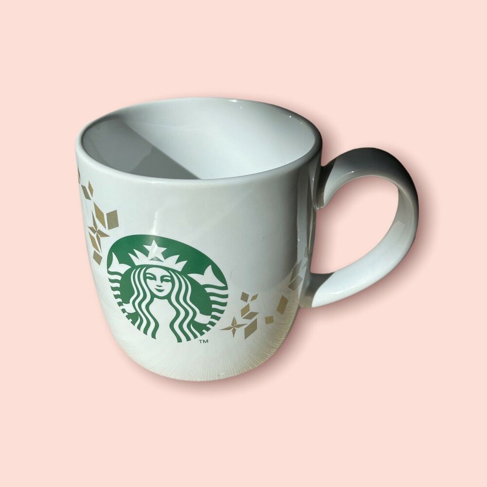 Starbucks Mug Coffee Cup Holiday Collection 2013 Mermaid Logo 14 oz White Green